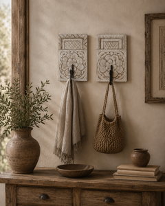 Crochet mural décoratif en bois sculpté à motifs floraux pour serviettes, manteaux, clés, foulards, ceintures – Décoration intérieure style ferme - Product Image 3