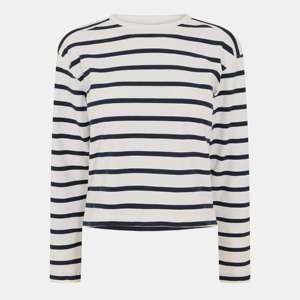 Camiseta informal de manga larga para mujer, con diseño de patchwork a rayas, talla grande, transpirable y antipilling. - Product Image 1