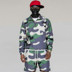 Survêtement court coupe-vent en coton 100% imperméable, style streetwear délavé à l'acide, sur mesure pour homme - Product Image 3