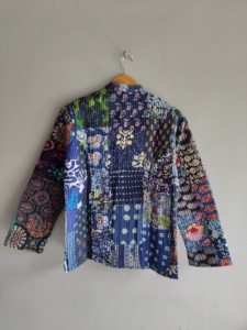 Quilted <b>Patchwork</b> <b>Jacket</b> Women's Mandarin Collar Full Sleeve Cotton Autumn Style Regular Lengths Button Closure gift for her - Product Image 6