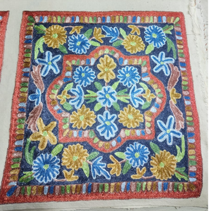 Colorful Floral Design Kashmiri Cotton Cushion <b>Cover</b> 16" Aari Hand Embroidery Pillow <b>Cover</b> Eco Friendly Sustainable Zip Closure - Product Image 1