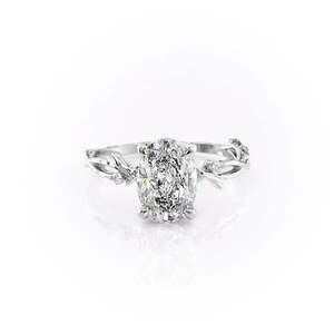 Ovaler Moissanit-Verlobungsring aus Sterlingsilber mit Roségold-Beschichtung und Strukturiertem Zweig-Design Solitärring - Product Image 3