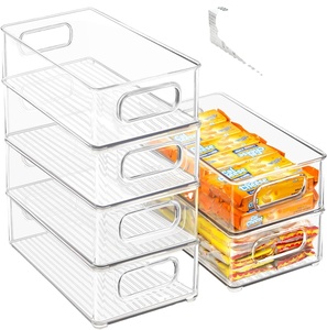 Caja de almacenamiento apilable transparente de alta calidad para refrigerador, organizador, caja de almacenamiento apilable, contenedores, contenedor de plástico para alimentos - Product Image 2
