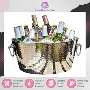 Best in Supplying Handcrafted Hammered Stainless Steel Double Walled Beverage Cooler Tub – Premium Quality for Bulk Supply - Product Image 4