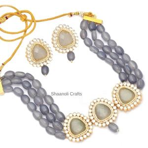 ชุดเครื่องประดับลูกปัดหินขนาดใหญ่สวยงามสำหรับงานปาร์ตี้ ชุดเครื่องประดับงานแต่งงาน เครื่องประดับแฟชั่นสำหรับผู้หญิงและเด็กผู้หญิง สวมใส่ในงานแต่งงาน - Product Image 1