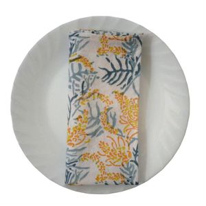 Lot de 4 serviettes de table en coton imprimées à la main, style pastoral, 45x45 cm, lavables en machine, décoration de table - Product Image 6