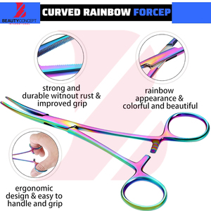 Pinzas Kelly STR CVD Médicas Veterinarias para Enfermeras, Pinzas de Disección Hemostáticas, Pinzas de Bloqueo para Perros, Extracción de Pelo, Pesca, Arcoíris, 5.5" CE - Product Image 3