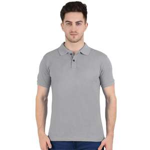 T-shirt en coton bleu ciel pour homme, col classique, design uni, 100% coton, Inde - Product Image 1