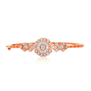 Elegant 18K Rose Gold <b>Bangle</b> <b>Bracelet</b> for Women Intricate Infinity-Inspired Loop Design Sparkling Lab Grown Brilliant Diamond - Product Image 1