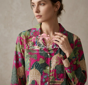 Handmade 100% Cotton Breathable Printed Winter Night Suit for Women Long Sleeve Pajama Set Comfortable Sleepwear Loungewear - Product Image 4