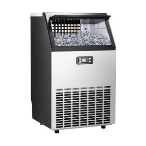 Machine à glaçons, machine à glaçons commerciale, 100 lb/jour, machine à glaçons en acier inoxydable avec une capacité de 48 lb, idéale pour les restaurants, les bars - Product Image 1