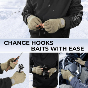 Guantes Transpirables, Resistentes al Viento, de Color Sólido, Duraderos, de Medio Dedo, Cálidos, Antideslizantes, para Pesca, Caza, con Pantalla Táctil y Calefacción - Product Image 3