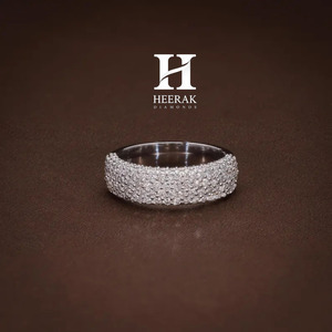 Luxury 18K White Gold Pave <b>Diamond</b> <b>Ring</b> Lab Grown CVD <b>Diamond</b> Multi-Row Wedding Band Full Eternity Style Engagement <b>Ring</b> - Product Image 4