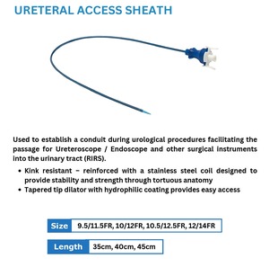 Conjunto de Instrumentos Quirúrgicos Flexibles Azules para Acceso Ureteral, para Cirugía Urológica, Clase I, Uso Manual, 10/12/14 FR - Product Image 3