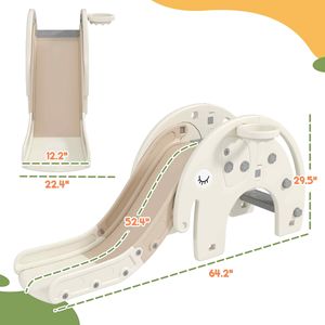 Struttura da Arrampicata e Gioco 3-in-1 a Tema Elefante per Interni con Canestro da Basket e Scivolo per Bambini da 1 a 3 Anni - Product Image 3