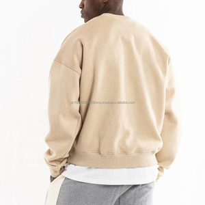 Diseña tu propia sudadera de alta calidad 100% algodón liso para hombre, sudadera de gran tamaño con cuello redondo personalizada al por mayor - Product Image 2