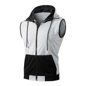 Sudadera sin mangas con capucha para hombre, con cremallera, diseño de bloques de color, corte ajustado, transpirable, de poliéster tejido, para verano - Product Image 3