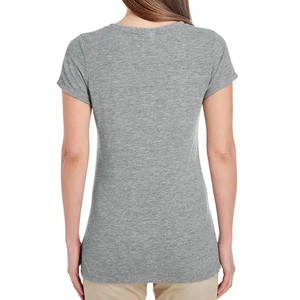 T-shirt pour femme en jersey 100% coton, gris, col rond, manches courtes, respirant, coupe décontractée, longueur normale, couleur unie, OEM ODM - Product Image 2