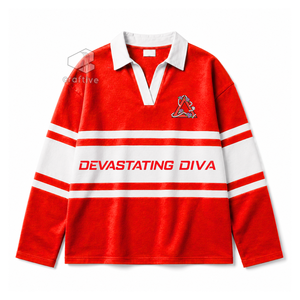 Delta |   Sigma |   Camiseta de rugby de piqué para mujer Theta Sorority, que absorbe la humedad, con bloques de color y letras griegas bordadas, top deportivo. - Product Image 1