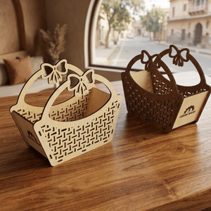 Panier décoratif en bois élégant avec design découpé au laser |   Organisateur multifonctionnel pour paniers de mariage, emballage cadeau et décoration - Product Image 5
