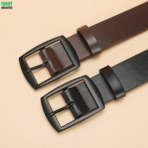 Cinturón Formal de Cuero Genuino para Hombre, Color Sólido, Hebilla de Metal Rectangular, Diseño de una Sola Pieza, Duradero - Product Image 5