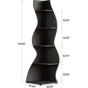 Modern Wave Shaped <b>Corner</b> Bookshelves Display <b>Stands</b> and Plant Racks for Small Spaces - Product Image 6