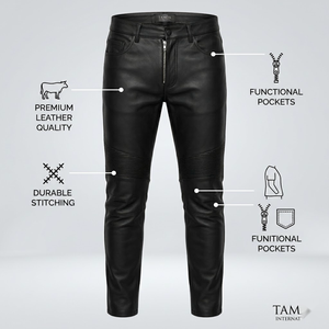 <b>Men's</b> Leather <b>Pants</b> Custom Regular Fit – High Quality Breathable Canvas Fabric Fashionable Casual - Product Image 5