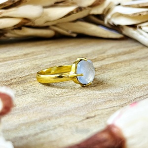 Bague en laiton plaqué or 18 carats avec pierre de lune, style bohème tribal, motif soleil céleste, pour femme, vente en gros/OEM/ODM - Product Image 3