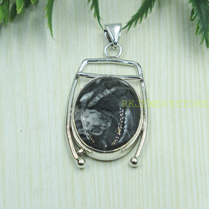 Colgante de piedra preciosa de jaspe piel de cebra natural, plata de ley 925, joyería hecha a mano, regalo para mujeres, unisex, regalo de Navidad - Product Image 2