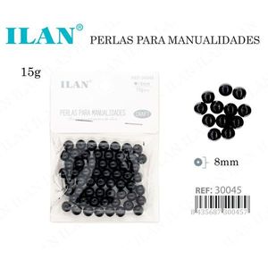 Perles artisanales Ilan 8mm noires 15g pour travaux manuels - Product Image 3