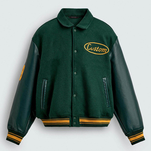Glory Custom Varsity Jacket Mens Wool <b>Blend</b> PU Leather Sleeve Button Up Streetwear Baseball Jacket Bulk Wholesale OEM - Product Image 1