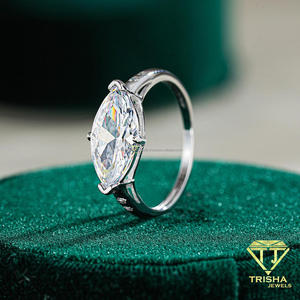 Bague de fiançailles tendance en diamant de laboratoire taille marquise, en argent sterling 925, avec pierre centrale classique, bijoux de mariage - Product Image 4