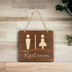 Wooden toilet signs wooden toilet distinguishing signs hanging on toilet doors for shops and businesses in public places..