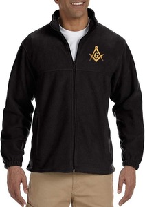 Veste polaire zippée pour homme, brodée de croix et de compas, style maçonnique, en tissu polaire polyester. - Product Image 4