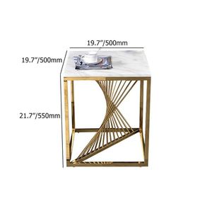 Handcrafted Modern Luxury Metal <b>Marble</b> <b>Top</b> <b>Side</b>/End <b>Table</b> Gold Plated Durable Living Room Office Hallway - Product Image 3