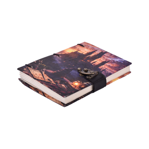 A5 Wizard Castle Fantasy Design Handmade Paper <b>Notebook</b> Lock <b>Diary</b> 200 Page Double Side Writing Eco Friendly Premium Magic Theme - Product Image 1