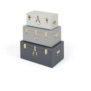 Coffre de rangement en fer au design moderne avec finition jaune et blanche, revêtement en poudre, étanche, durable, avec couvercle et serrure - Product Image 5