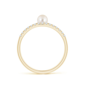 Bague ouverte en or 10K/14K/18K ou argent 925/935 plaqué rhodium, sertie de diamants de laboratoire taillés et de perles, pour fiançailles, fêtes et cadeaux - Product Image 4