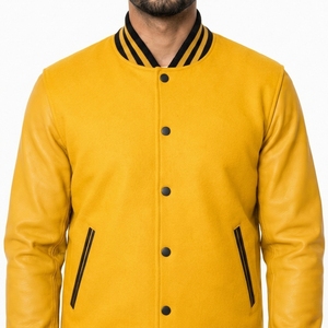 Veste universitaire personnalisée, tissu en laine de haute qualité, manches contrastées, fermeture à boutons pression, détails en tricot côtelé, coupe confortable, tendance - Product Image 5