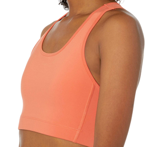 Soutien-gorge de sport dos nageur couleur unie corail pour femme Micah Corporation, maintien moyen, col en U, décoration en maille pour le yoga et la course à pied - Product Image 5