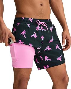 Pantalones cortos de hombre con estampado de tiburón, cintura media, cordón ajustable, secado rápido, informales, con bolsillos, rosa marino - Product Image 3