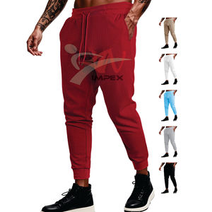 Cross-border Men's Summer Sports Casual Loose Breathable Solid Color Waffle Men's <b>Drawstring</b> <b>Trousers</b> - Product Image 6