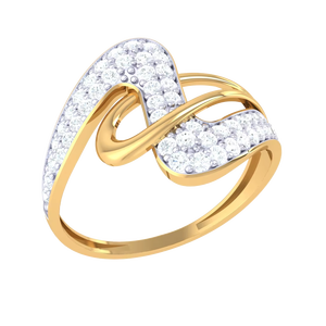 Bague géométrique dorée moderne à motif tourbillonnant pour fiançailles et occasions spéciales - Product Image 2