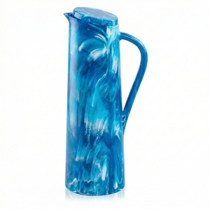 Classic <b>Blue</b> Marbled Resin Pitcher with Handle Dishwasher Safe & Eco-Friendly 1L-1.8L Capacity for Home Kitchen Decoration - Product Image 1