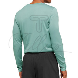Nouveau T-shirt à manches longues pour homme en polyester/coton tissé respirant, col rond, uni, pour un usage quotidien - Product Image 2