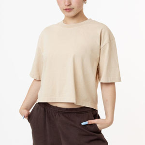 Camiseta Deportiva Corta de Algodón 100% para Mujer, Transpirable, Holgada, con Logo de Diamantes de Imitación - Product Image 2