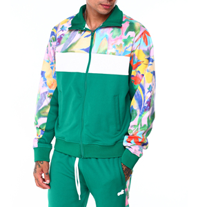Survêtement vert pour homme avec imprimé fitness, veste zippée à manches longues et pantalon, style streetwear, respirant, en polyester - Product Image 4