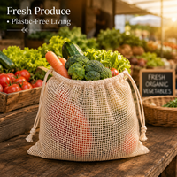Sac en coton à cordon de serrage |   Pochette de rangement pour produits réutilisable, légère, lavable, écologique, recyclable, pour les courses, les cadeaux