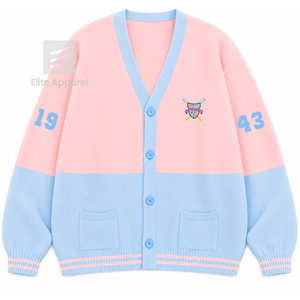 Sweat-shirt universitaire respirant personnalisé Gamma Phi Delta Sorority avec logo brodé sur le devant, bleu ciel rose, décontracté, manches longues pour femme - Product Image 1
