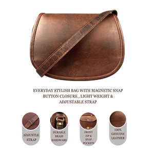 Bolso bandolera de cuero genuino para mujer – Bolso de hombro con solapa marrón vintage y correa ajustable - Product Image 4